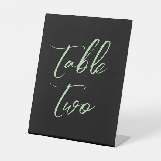 ブラックグリーンエレガントな結婚式のテーブルナンバー 台座サイン (正面)