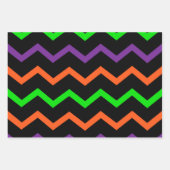 ブラックグリーンオレンジ紫ハロウィンパターン ラッピングペーパーシート (正面3)