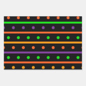 ブラックグリーンオレンジ紫ハロウィンパターン ラッピングペーパーシート (正面)