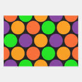 ブラックグリーンオレンジ紫ハロウィンパターン ラッピングペーパーシート (正面3)