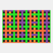 ブラックグリーンオレンジ紫ハロウィンパターン ラッピングペーパーシート (正面2)