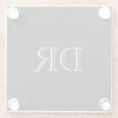 ブラックグリーンカスタムイニシャルミニマル ガラスコースター (裏面)