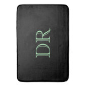 ブラックグリーンカスタムイニシャルミニマル バスマット (正面縦)