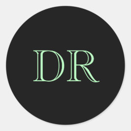 ブラックグリーンカスタムイニシャルミニマル ラウンドシール