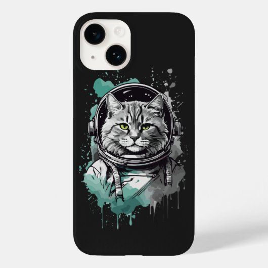 ブラックグリーンキャットキャットデザイン Case-Mate iPhoneケース (裏面)