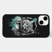 ブラックグリーンキャットキャットデザイン Case-Mate iPhoneケース (裏面 (横))