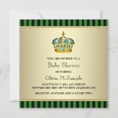 ブラックグリーンクラウンプリンス男の赤ちゃんシャワー 招待状 (裏面)