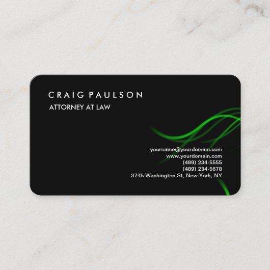 ブラックグリーンクラシカルプレーンエレガントプロフェッショナル 名刺 (正面)