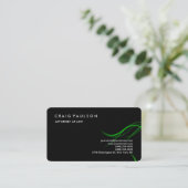 ブラックグリーンクラシカルプレーンエレガントプロフェッショナル 名刺 (スタンド正面)