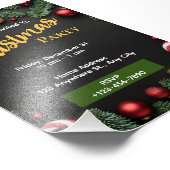 ブラックグリーンクリスマスパーティの招待状編集可能 フォトプリント            (角)