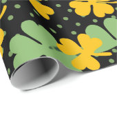 ブラックグリーンクローバーシャムロックセントパトリックの日 ラッピングペーパー (ロールコーナー)