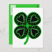ブラックグリーンクローバーハートSt patty's day葉書 ポストカード (正面/裏面)