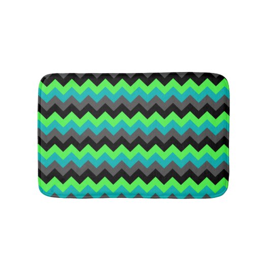 ブラックグリーングラデーションシボロン小風呂マット バスマット (正面)