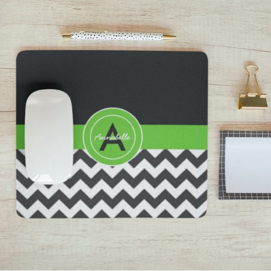 ブラックグリーンシェブロン マウスパッド