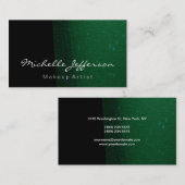 ブラックグリーンスタイリッシュメイクアップアーティスト名刺 名刺 (正面/裏面)