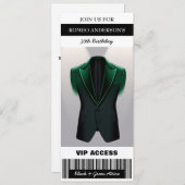 ブラックグリーンタキシード誕生日チケット招待状 招待状 (正面/裏面)