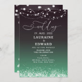 ブラックグリーンダーク結婚式招待状カーシンプルド 招待状 (正面/裏面)