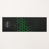 ブラックグリーンハニカムジオメトリパターンモノグラム ヨガマット (正面(横))