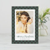 ブラックグリーンバッファロープレイドフォトクリスマスカード シーズンカード (スタンド正面)