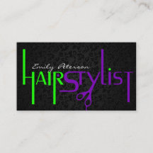 ブラックグリーンパープル美容師文字