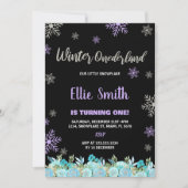 ブラックグリーンフローラウィンターワンダーランド招待状 招待状 (正面)