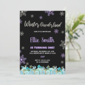ブラックグリーンフローラウィンターワンダーランド招待状 招待状 (スタンド正面)