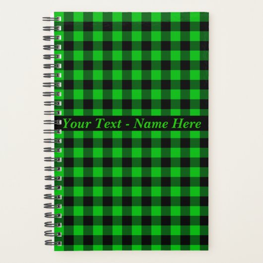 ブラックグリーンプランナーパーソナライズされたカスタム文字 プランナー手帳 (正面)
