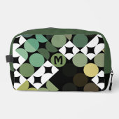 ブラックグリーンベージュブラウンミッドセンチュリーサークルパターン ドップキット (正面)