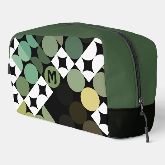 ブラックグリーンベージュブラウンミッドセンチュリーサークルパターン ドップキット (右コーナー)