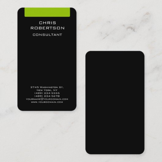 ブラックグリーンホワイト魅力的なチャーム名刺 名刺 (正面/裏面)