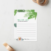 ブラックグリーンボーイシャワー新しい親のアドバイスカード ノートカード (正面/裏面インサイチュ)