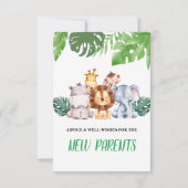 ブラックグリーンボーイシャワー新しい親のアドバイスカード ノートカード (裏面)