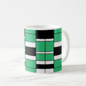 ブラックグリーンミッドセンチュリージオメトリック コーヒーマグカップ (正面右)