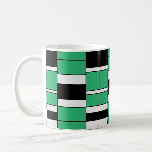 ブラックグリーンミッドセンチュリージオメトリック コーヒーマグカップ (左)