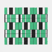 ブラックグリーンミッドセンチュリージオメトリック フリースブランケット (正面(横))