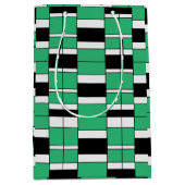 ブラックグリーンミッドセンチュリージオメトリック ミディアムペーパーバッグ (正面)