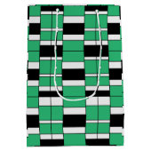 ブラックグリーンミッドセンチュリージオメトリック ミディアムペーパーバッグ (裏面)