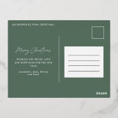 ブラックグリーンモダンスカンジボタニカルクリスマス 箔シーズンポストカード (裏面)