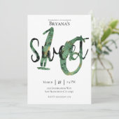 ブラックグリーンモダン金ゴールドスウィート16バースデーパーティー 招待状 (スタンド正面)