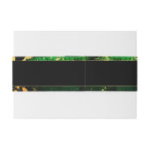 ブラックグリーンモノグラムの金ゴールド結婚ズ 招待状ベリーバンド (裏面例)