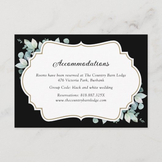 ブラックグリーンリーユーカリプツスホテルアコモデーションカード エンクロージャーカード (正面)