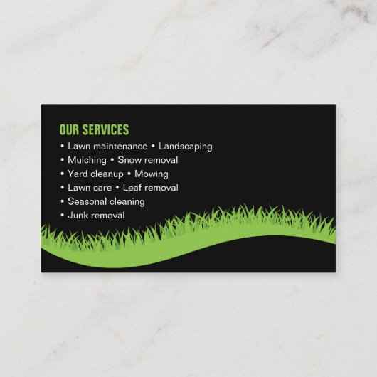 ブラックグリーン芝生気に造園草刈サービス 名刺 (裏面)