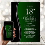 ブラックグリーン18thバースデーパーティー 招待状<br><div class="desc">招待状この黒と緑の18歳のバースデモダンィーパーティーの招待状で友人や愛する人々。この招待テンプレートのカスタマイズ可能な文字領域を使用すると、日付、時刻、会場、RSVP情報など、特別な誕生祝いに必要なすべての詳細を簡単に含めることができます。さまざまな紙タイプとコーナースタイルがユニーク招待状で利用でき、デジタル形式を好んでダウンロードすもしるオプションも用意されている。</div>