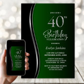 ブラックグリーン40歳の誕生日パーティー 招待状