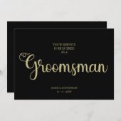 ブラックグルームズマン シックなウェディング シンプルなプロポーズカード (正面/裏面)