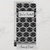 ブラックグレイアールヌーボーダマスクハッピーバースデーパーティー 招待状 (正面/裏面)