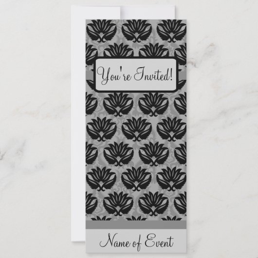 ブラックグレイアールヌーボーダマスクハッピーバースデーパーティー 招待状 (正面)