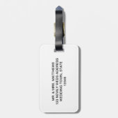 ブラックグレイエレガントモノグラ結婚ム ラゲッジタグ (裏面縦)