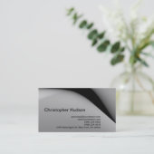 ブラックグレイシンプルプレーン名刺 名刺 (スタンド正面)