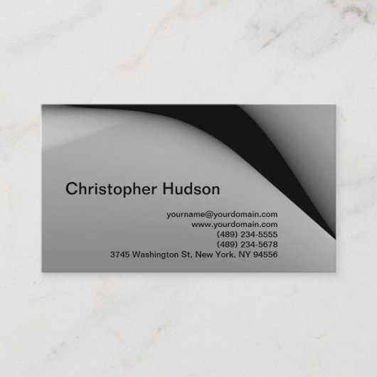 ブラックグレイシンプルプレーン名刺 名刺 (正面)